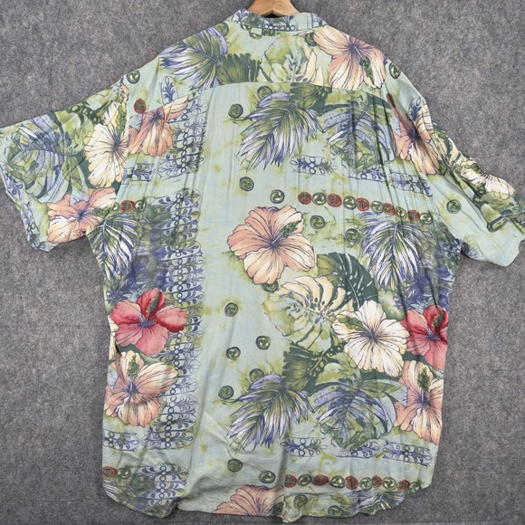 Jams World Shirt Vintage Mens 2XL Green Tropical Hawaiian Floral Button Front - Picture 12 of 14